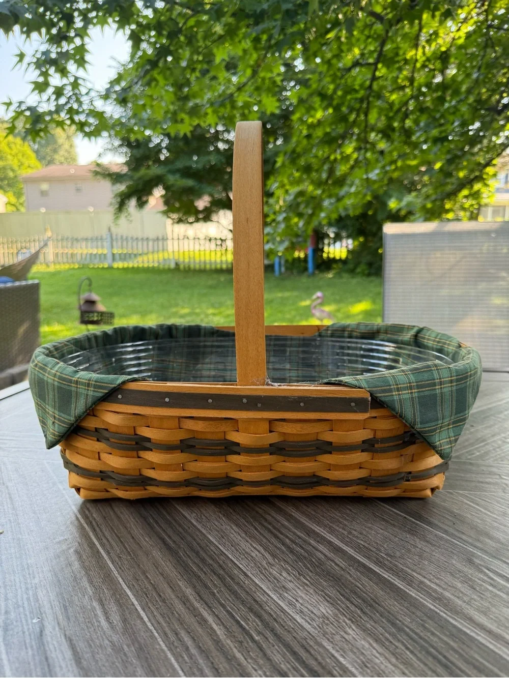 Longaberger Traditions Collection 1998 Hospitality Basket with Green Plaid Liner